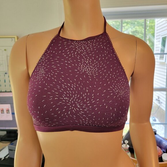 Victoria's Secret Size Small‎ High Neck Lace Bralette Burgundy Red Lace Shimmer - Picture 4 of 16